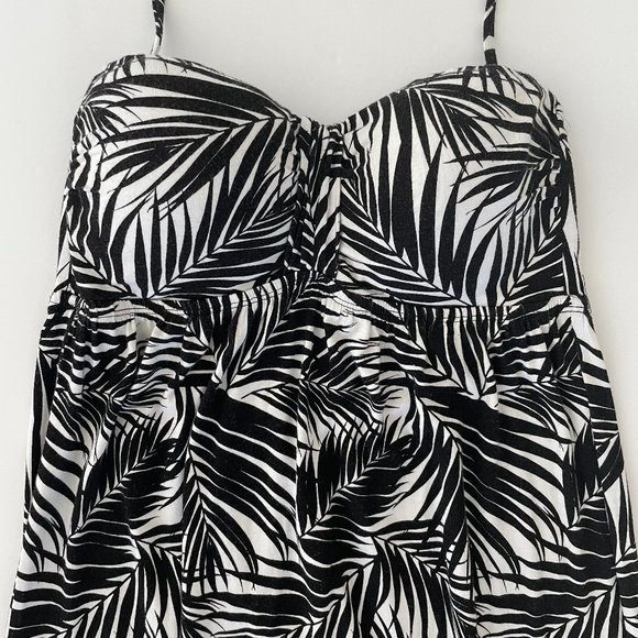 Kenneth Cole Black and White Palm Print Halter Maxi Dress Coverup size Small S - Picture 3 of 8